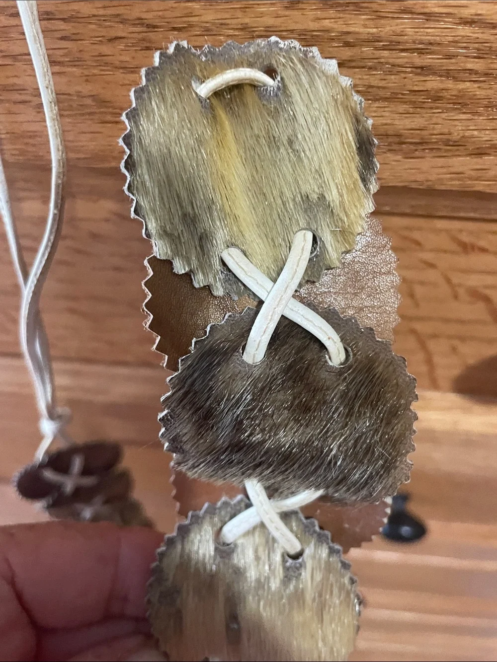 Handcrafted Alaskan Inuit belt. Leather and seal fur.